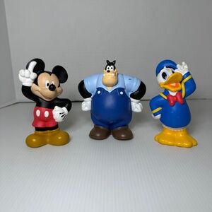 3 Walt Disney Bath Toys Figures Mickey, Pete Donald Plastic PVC Figures